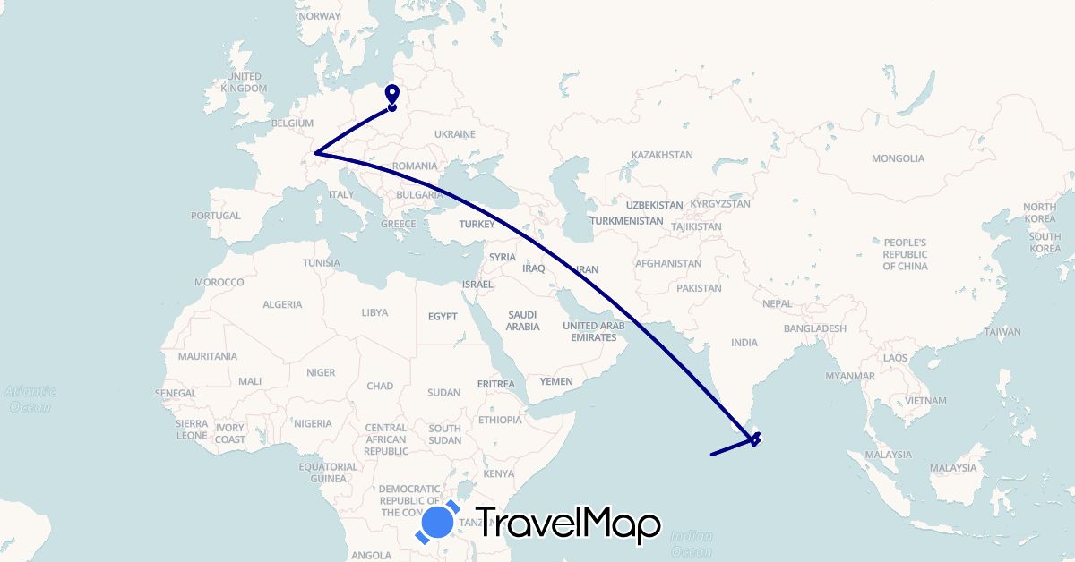TravelMap itinerary: driving in Switzerland, Sri Lanka, Maldives, Poland (Asia, Europe)